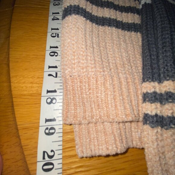 Soft Striped Cowl Neck Sweater Takara Puff Sleeve Large Acrylic & Polyester - Picture 10 of 13